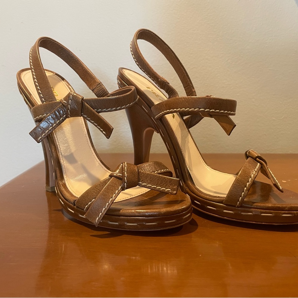 PRADA Leather Slingback Sandals